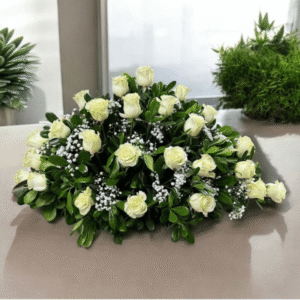 Cojín floral grande blanco