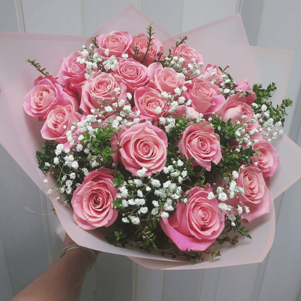Ramo de 24 rosas rosadas