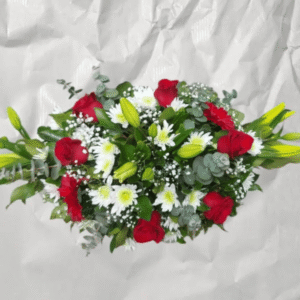 Cojín floral fúnebre rojo