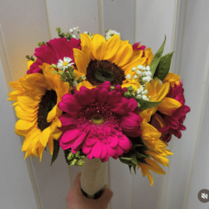 Ramo de novia girasoles y Gerberas.