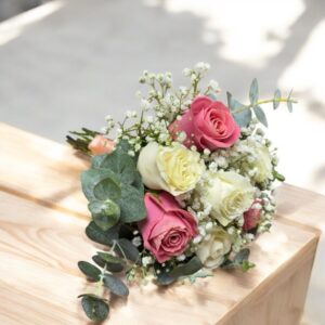 Ramo de novia blanco y rosado