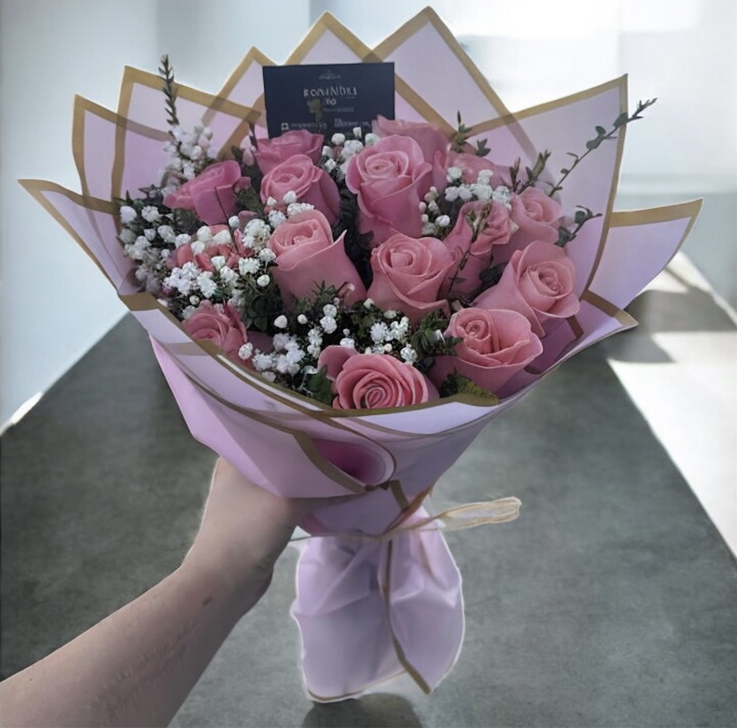 Ramo de 15 rosas rosadas