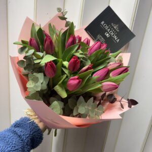 Ramo de 20 tulipanes rosados