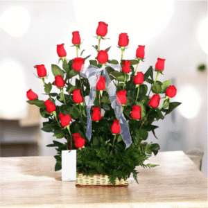 Canasta de 25 rosas (elige color)