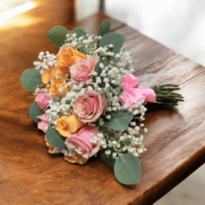 Ramo de novia Damasco y rosado