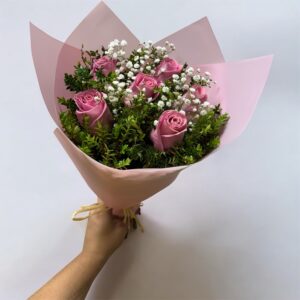 Ramo de 6 rosas rosadas
