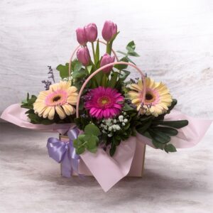 Cartera de tulipanes y Gerberas