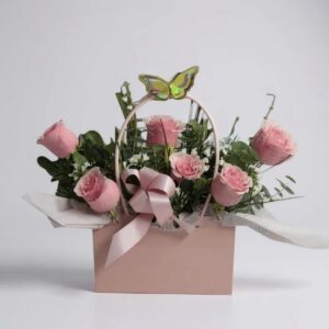 Cartera de 6 rosas rosadas