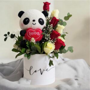 Box de de rosas y peluche