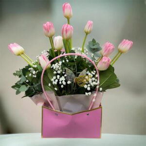 Cartera de tulipanes rosados