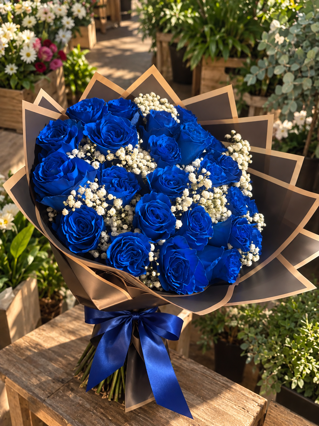 Ramo de 25 rosas azules